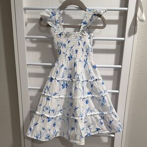 Floral Blue and White Kids Dress